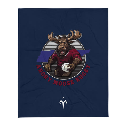 Angry Moose Rugby Throw Blanket