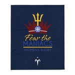 Fear the Maniacs Women's Rugby Throw Blanket